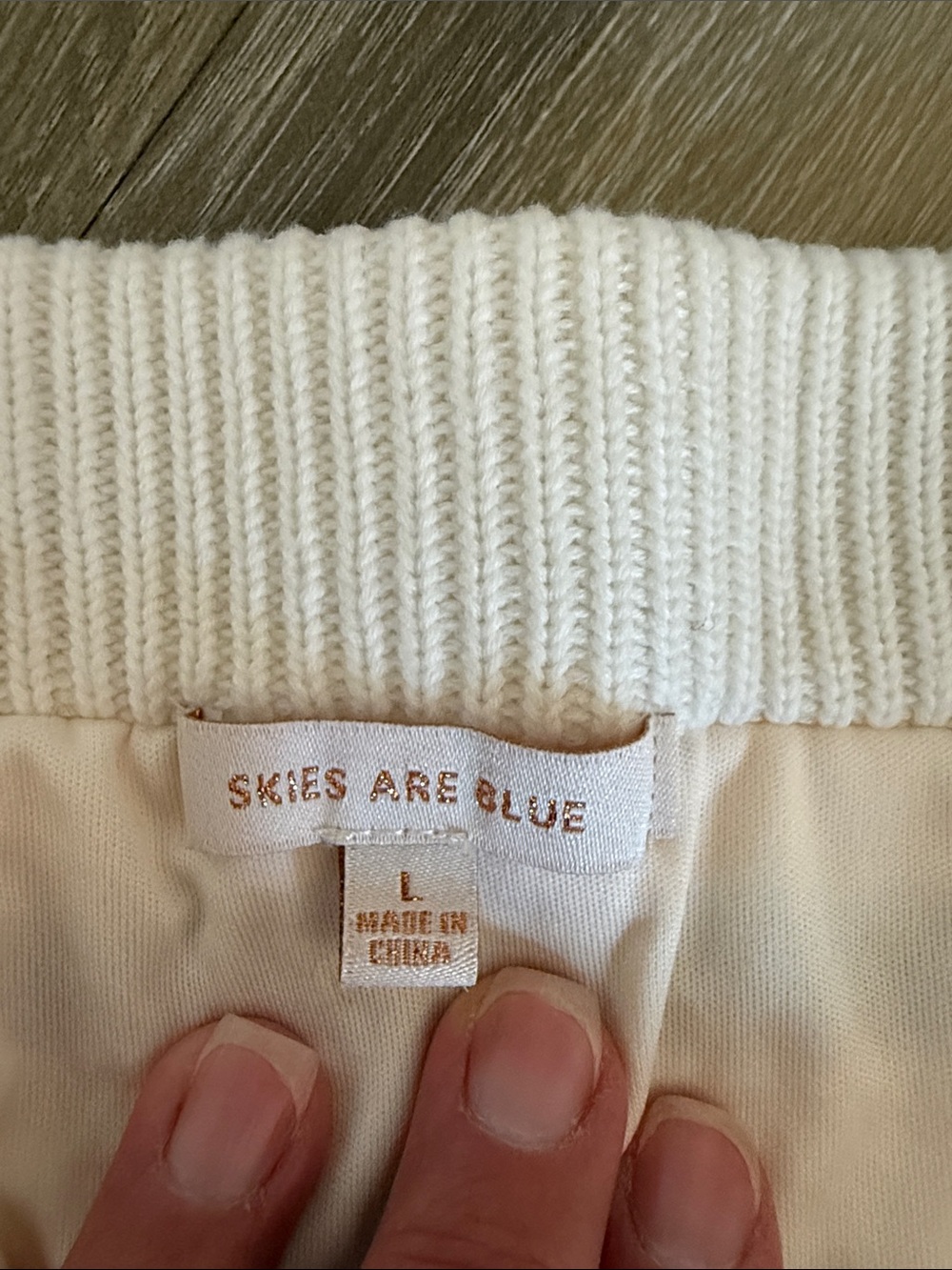 Skies Are Blue Cream Ribbed Waistband Top and Skirt Set - Picture 2 of 5